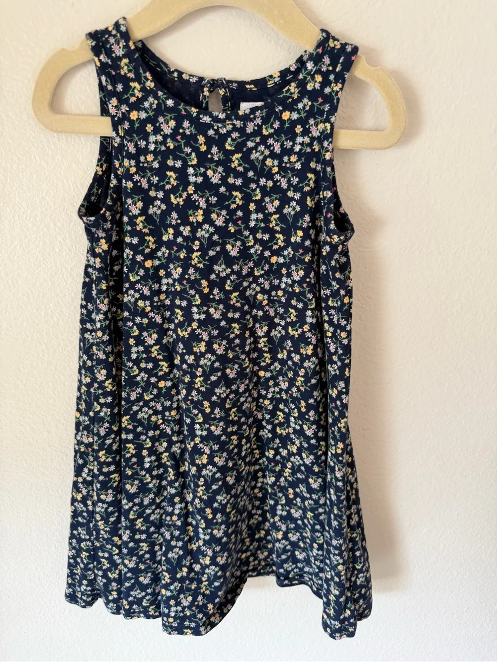 GAP Navy Floral Tank Dress with Tiny Yellow & Pink Blooms